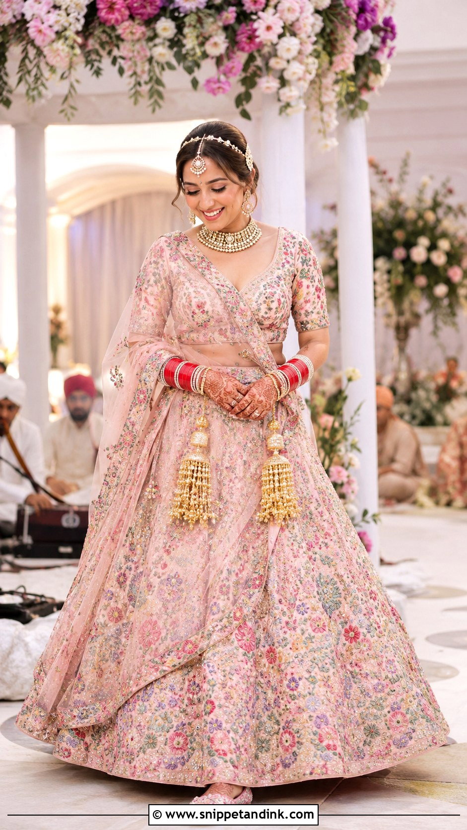 Neha Kakkar Blush Pink Wedding Lehenga - Snippet and Ink - 20 Bollywood Celebrity Wedding Outfit Ideas
