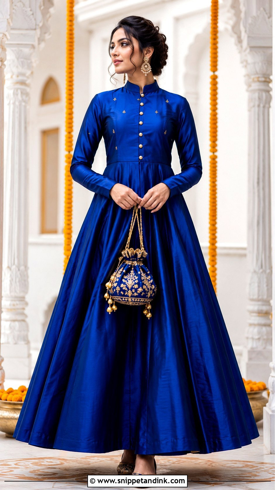 Nehru Collar Gown - Snippet and Ink - 20 Collar Gown Design Ideas