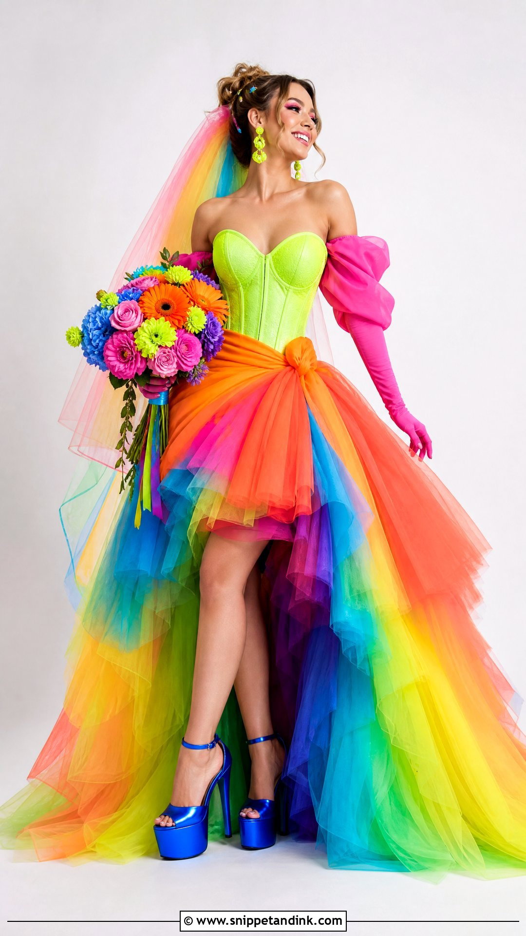 Neon Rainbow Wedding Dress - Snippet and Ink - 20 Ugliest Wedding Dress Ideas