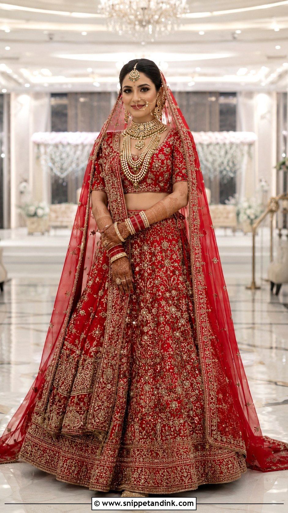 Net Bridal Chunri Dupatta With Traditional Red Lehenga - Snippet and Ink - 20 Bridal Chunri Dupatta Ideas