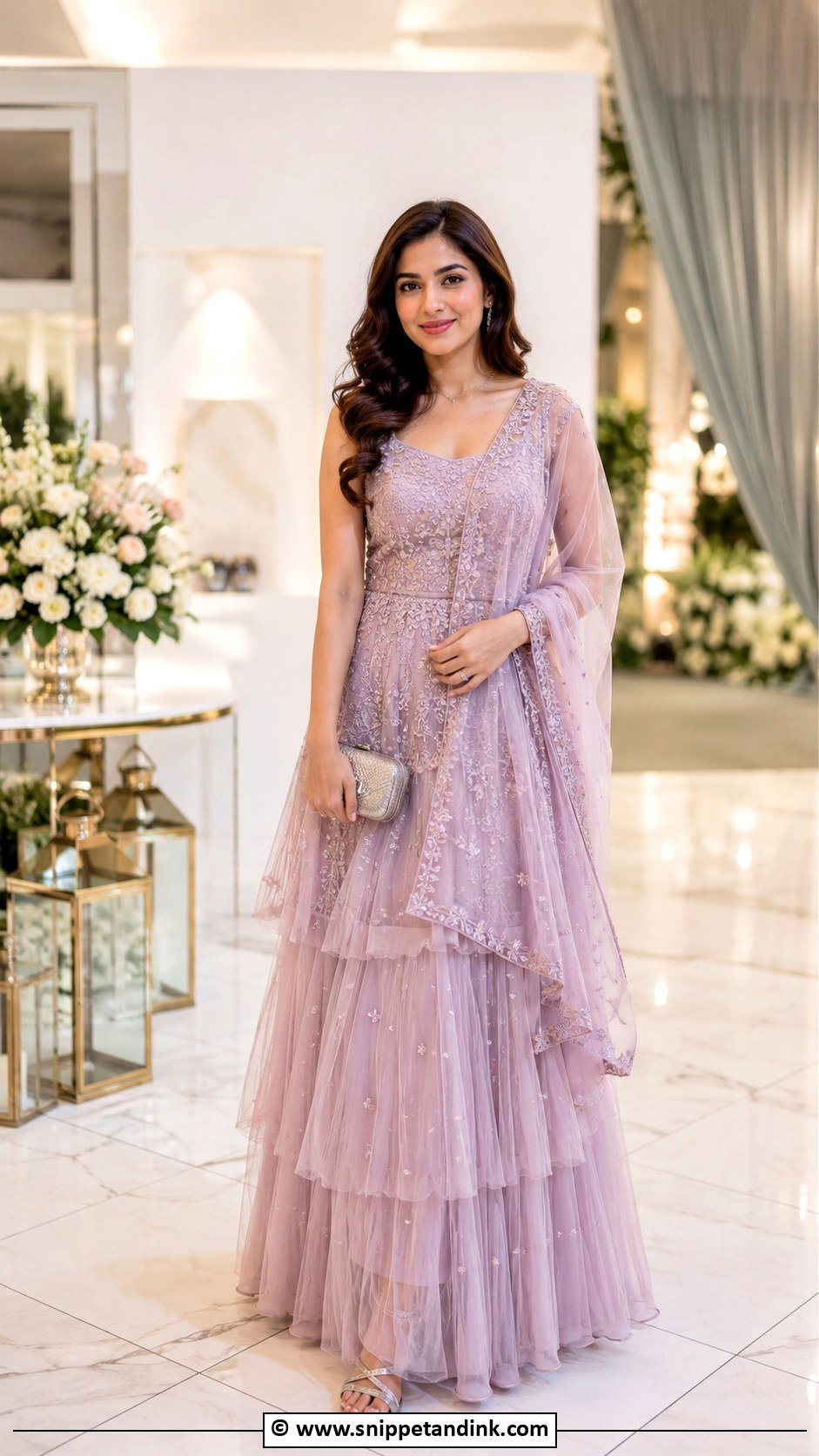 Net Gown With Dupatta - Snippet and Ink - 30 Gown with Dupatta Ideas