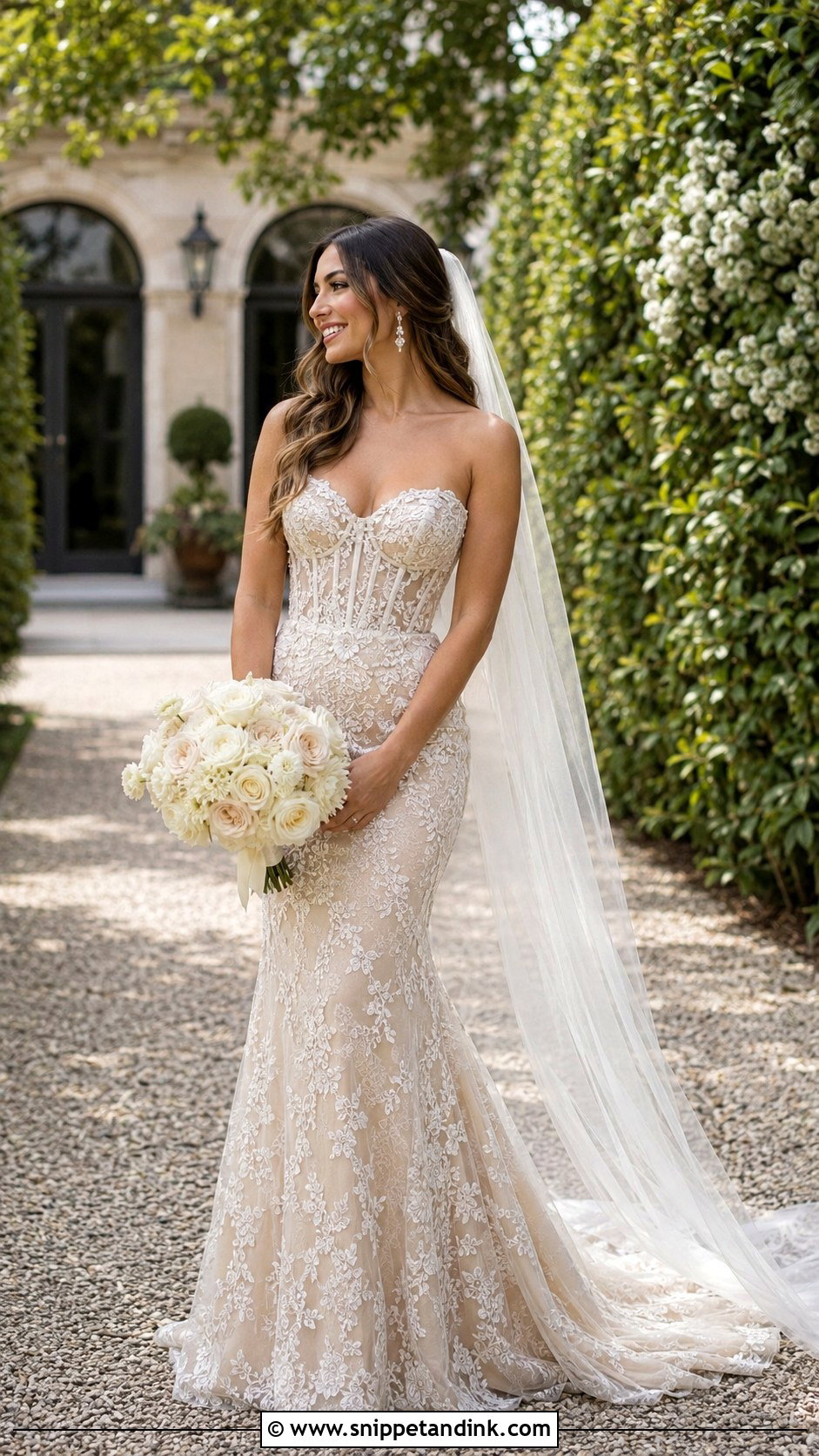 Netta Benshabu Champagne Lace Wedding Dress - Snippet and Ink - 20 Netta Benshabu Wedding Dress Ideas