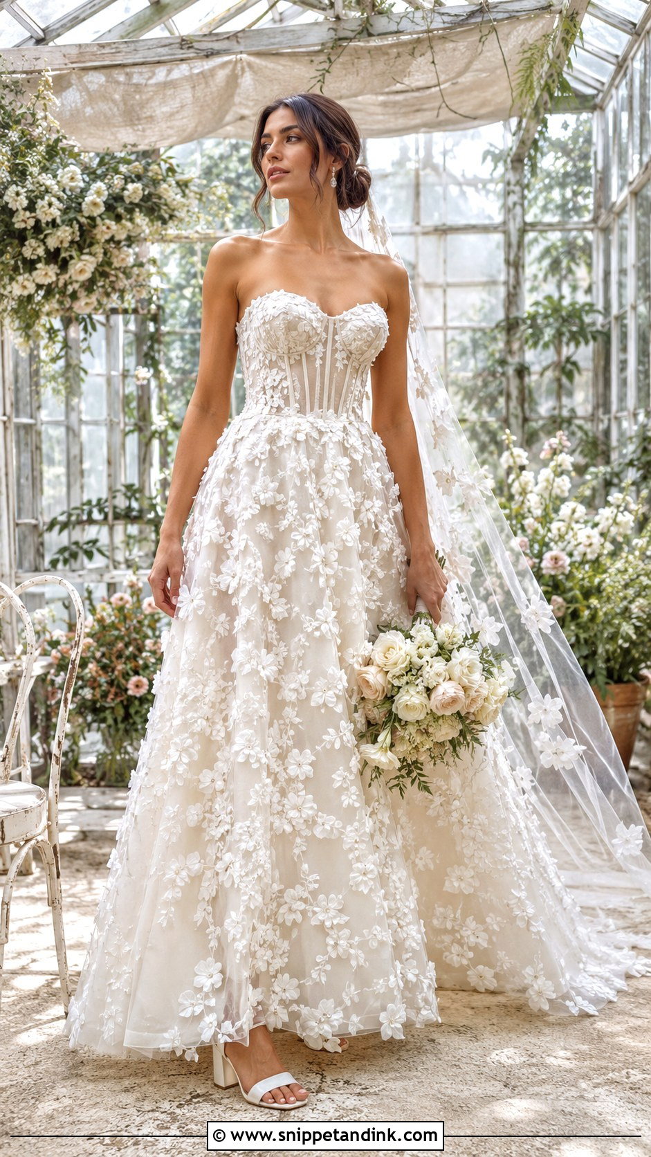 Netta Benshabu Floral Applique A Line Wedding Dress - Snippet and Ink - 20 Netta Benshabu Wedding Dress Ideas