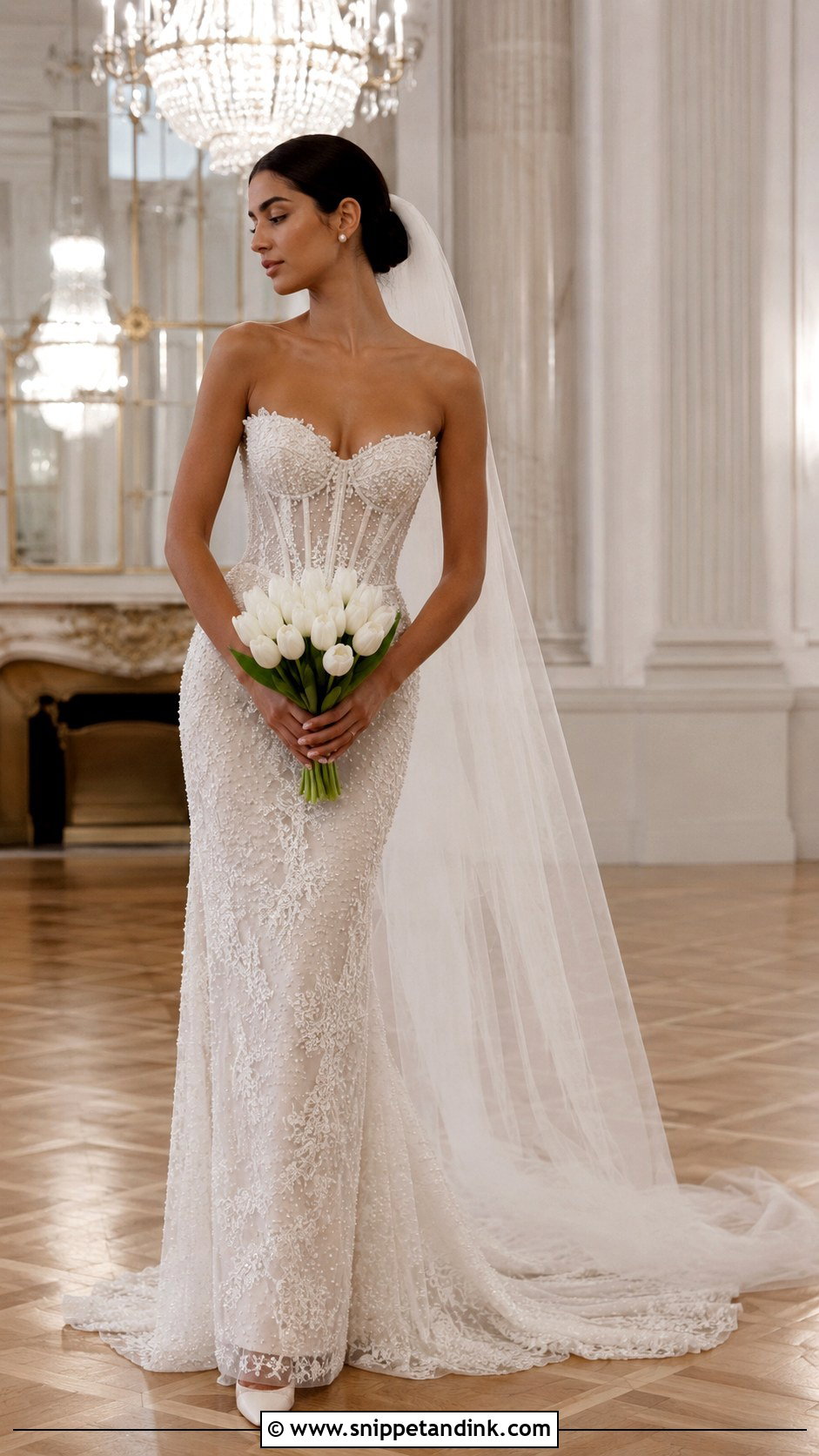 Netta Benshabu Pearl Beaded Wedding Dress - Snippet and Ink - 20 Netta Benshabu Wedding Dress Ideas