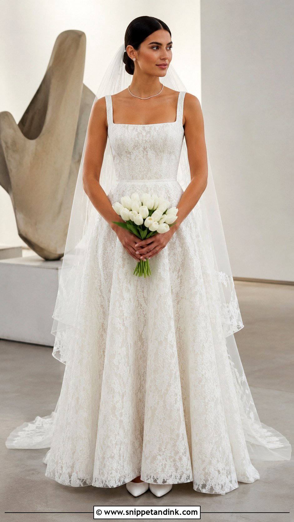 Netta Benshabu Square Neck Wedding Dress - Snippet and Ink - 20 Netta Benshabu Wedding Dress Ideas