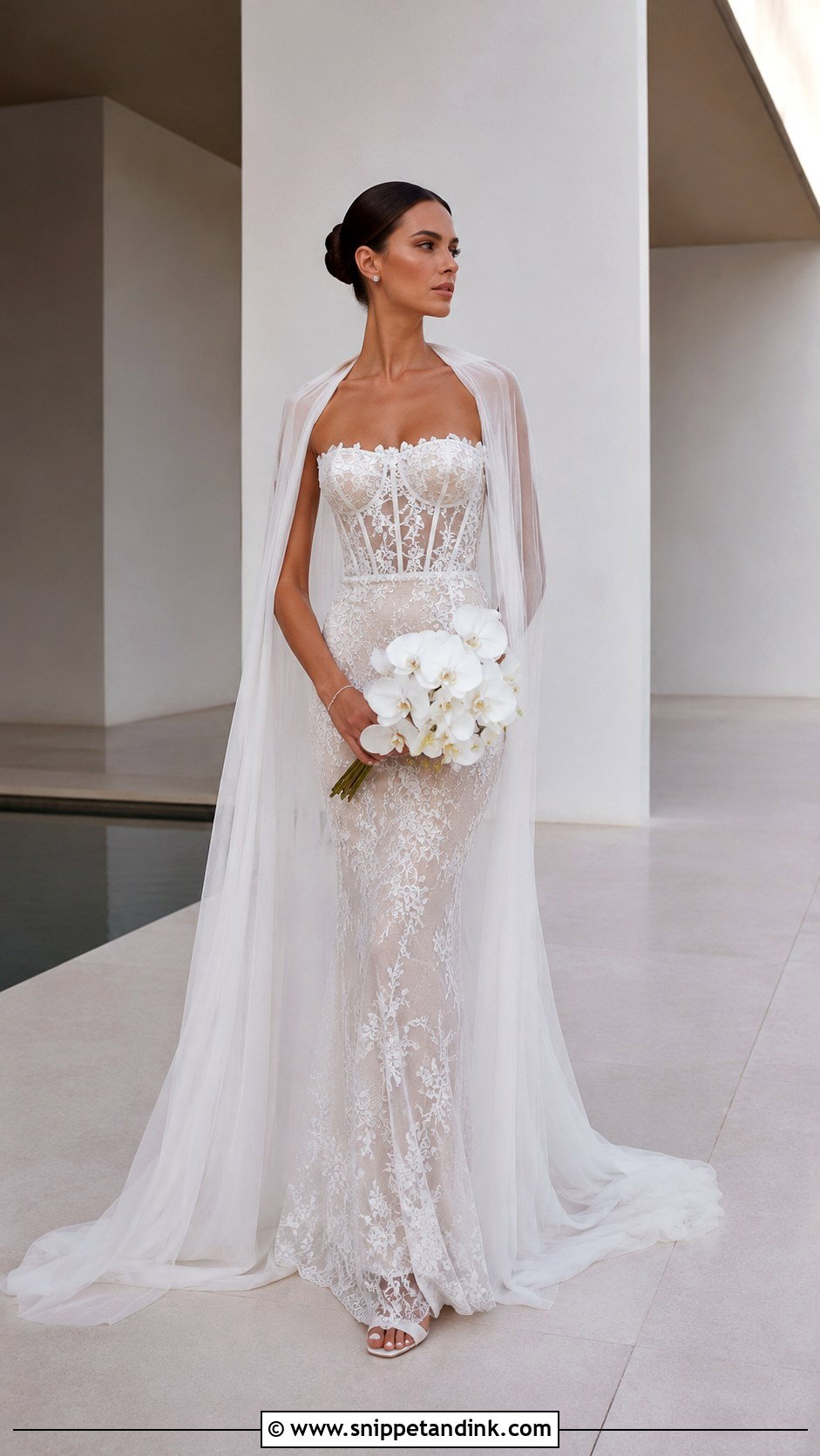 Netta Benshabu Wedding Dress With Cape Veil - Snippet and Ink - 20 Netta Benshabu Wedding Dress Ideas