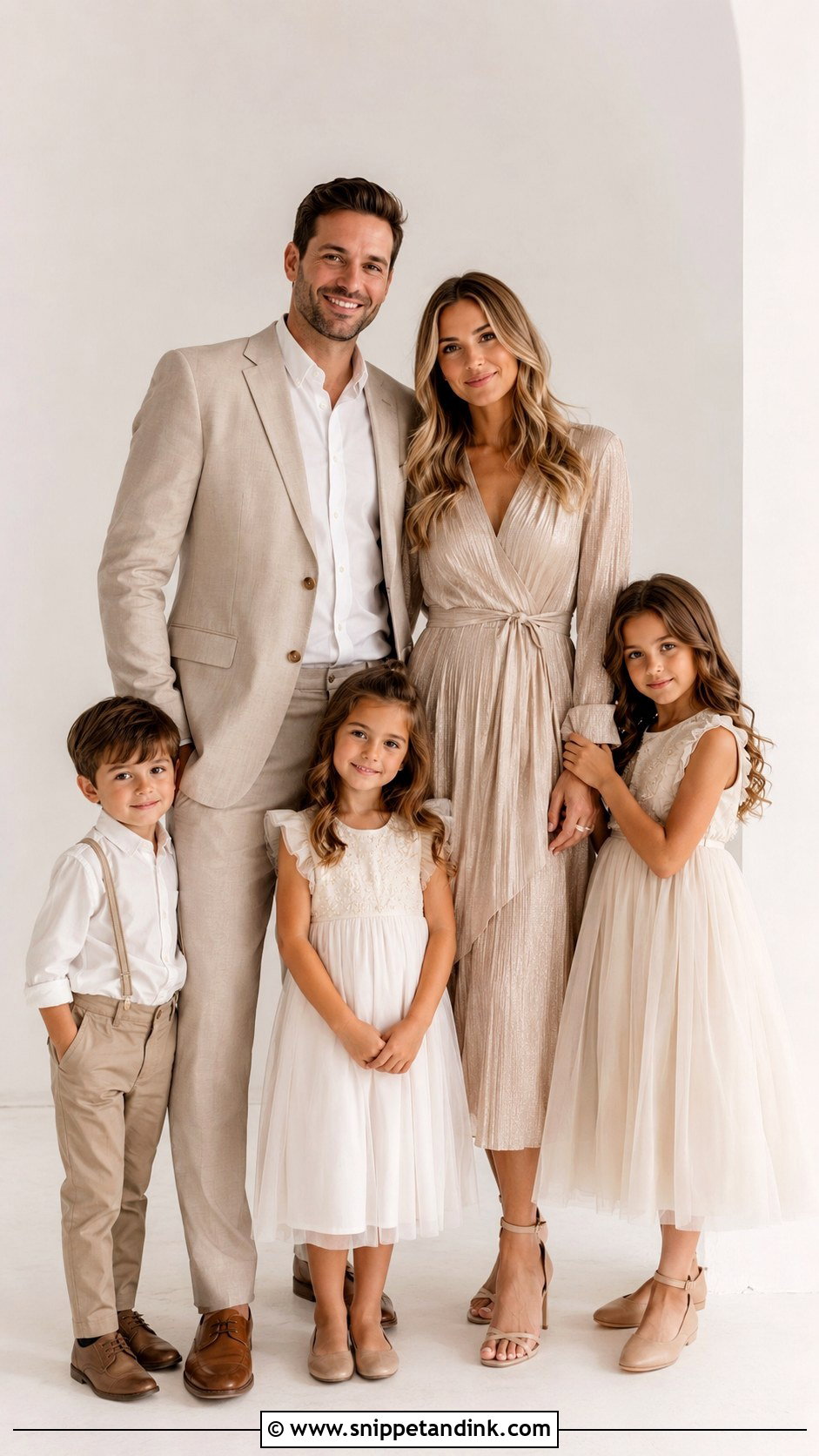 Neutral Family Wedding Outfit - Snippet and Ink - 25 Family Outfits for Wedding