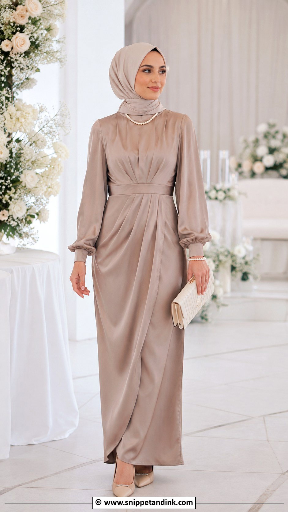 Neutral Hijab Wedding Outfit - Snippet and Ink - 25 Hijab for Wedding Ideas