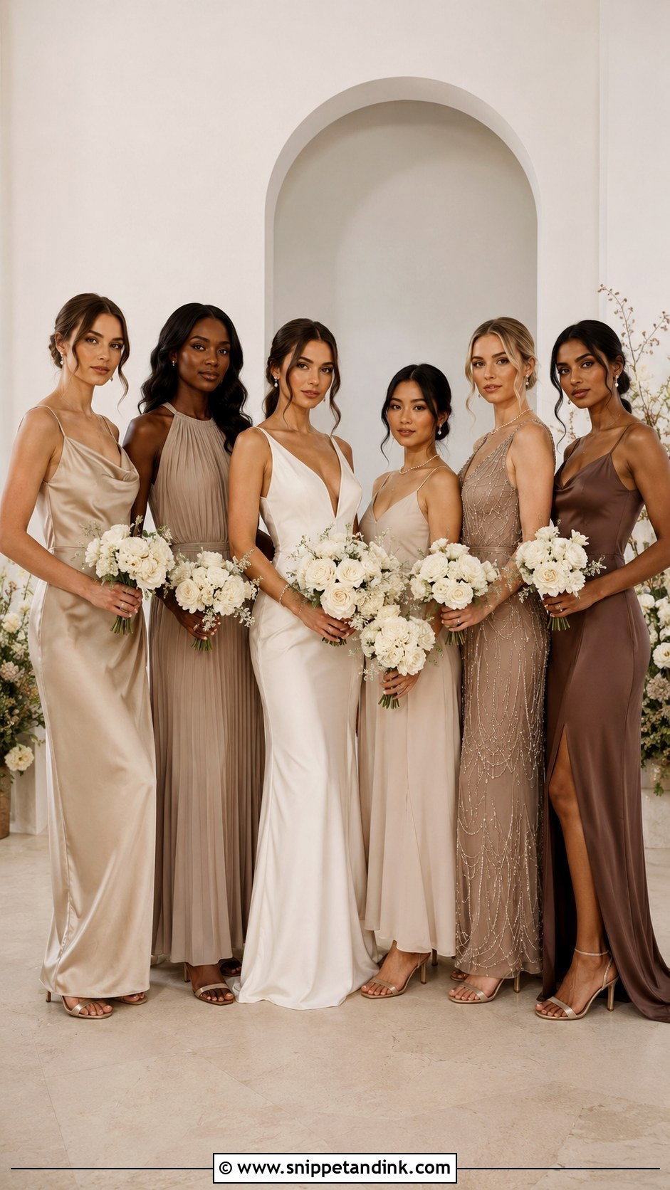 Neutral Mismatched Bridal Party - Snippet and Ink - 20 Mismatched Bridal Party Ideas