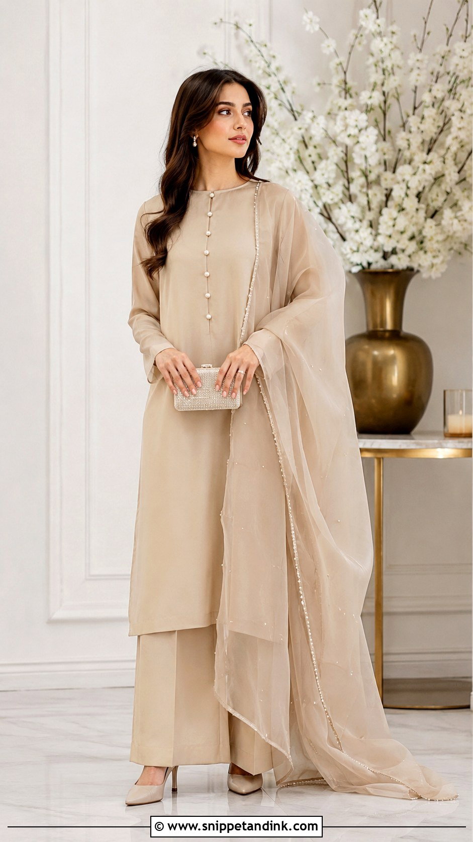 Neutral Nikkah Co Ord Set Outfit - Snippet and Ink - 25 Simple Nikkah Outfit Ideas