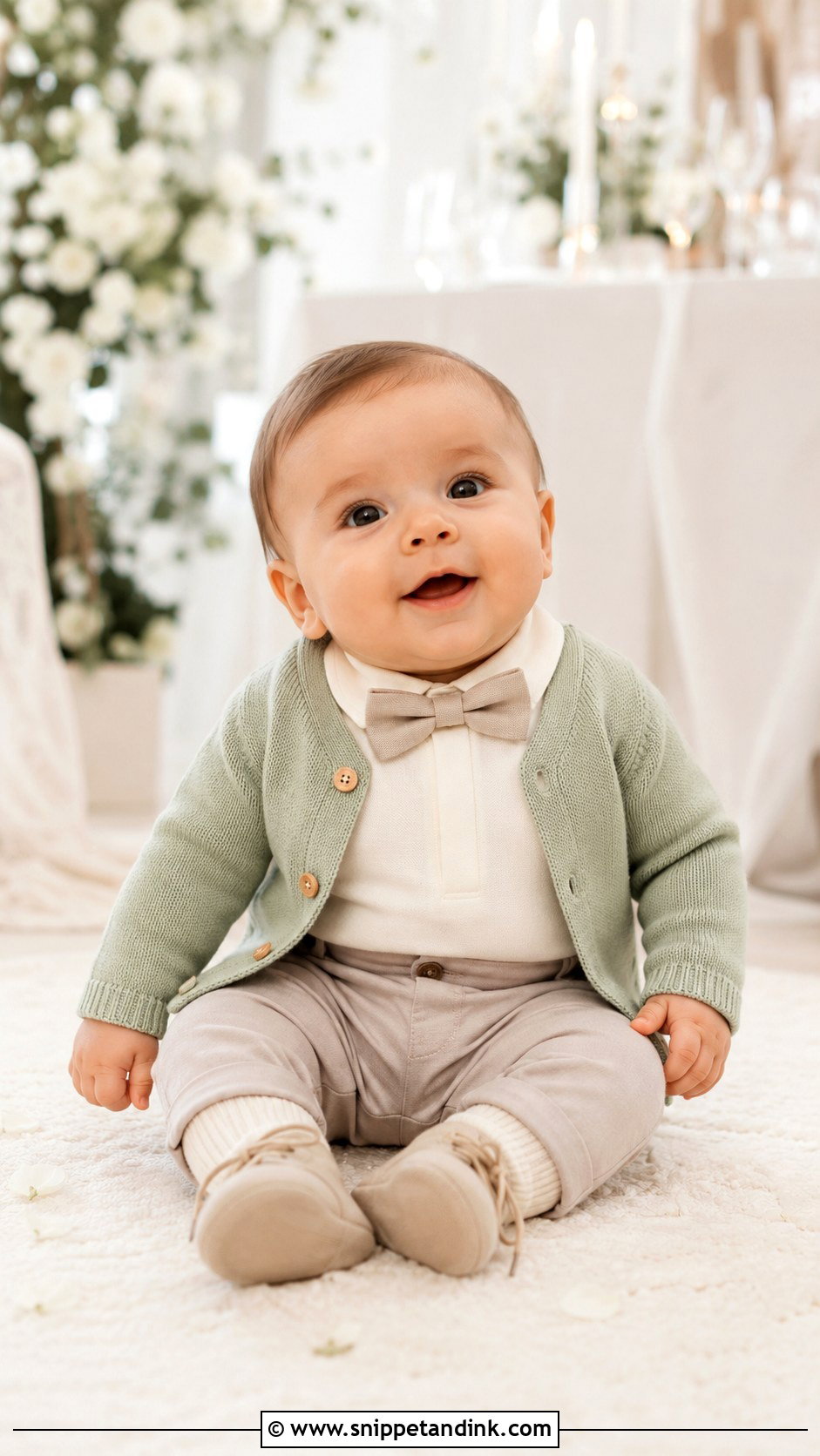 Newborn Wedding Cardigan And Trouser Outfit - Snippet and Ink - 20 Newborn Wedding Outfit Ideas