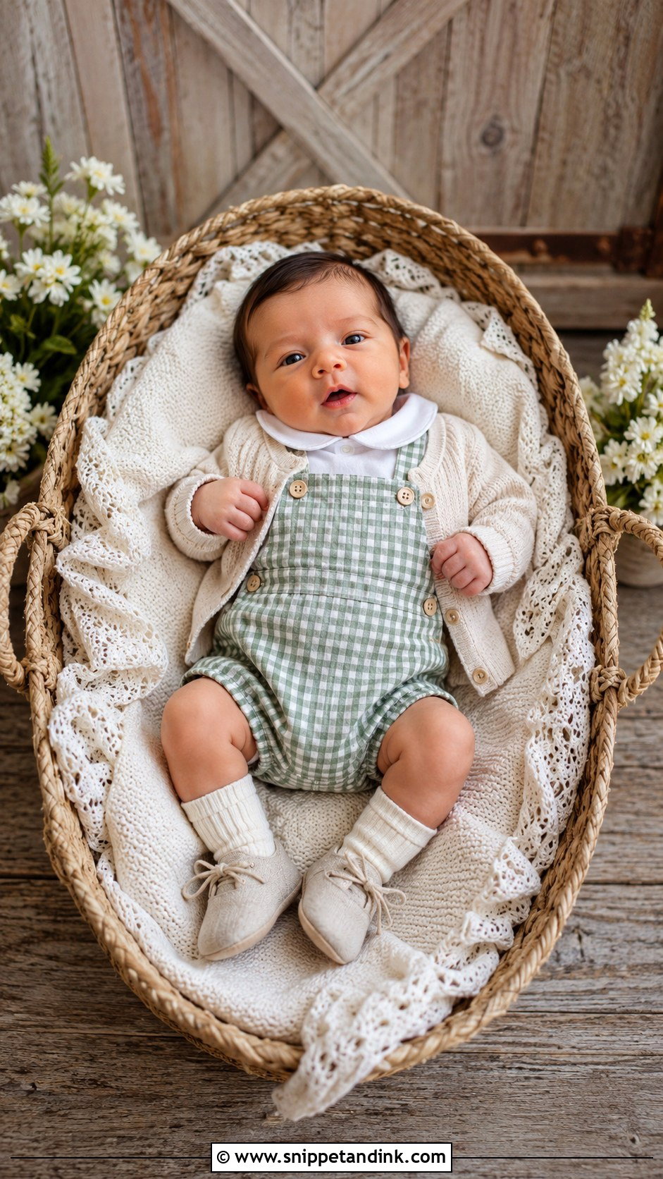 Newborn Wedding Gingham Romper - Snippet and Ink - 20 Newborn Wedding Outfit Ideas