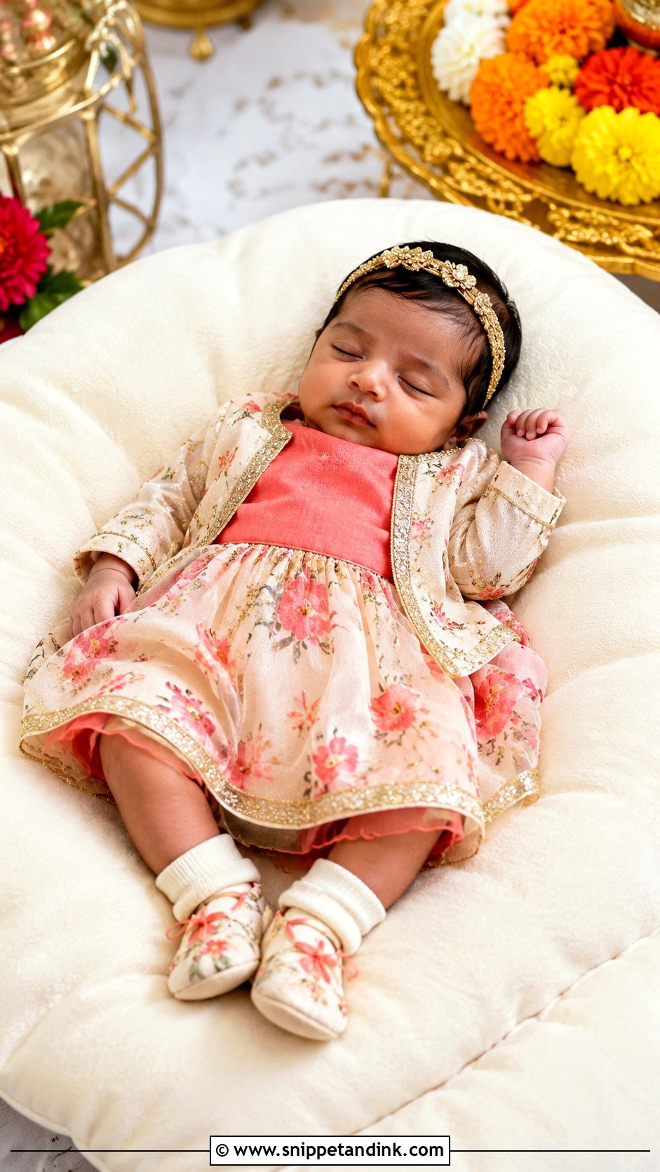 Newborn Wedding Lehenga Romper - Snippet and Ink - 20 Newborn Wedding Outfit Ideas