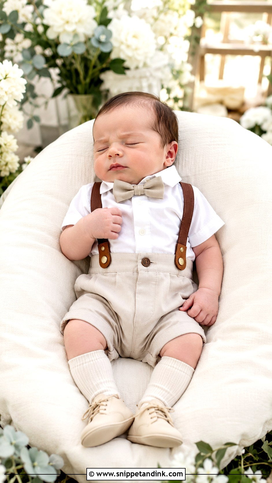 Newborn Wedding Suspender Romper - Snippet and Ink - 20 Newborn Wedding Outfit Ideas