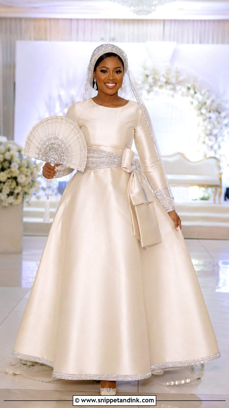 Nigerian Aso Oke Accent Wedding Gown - Snippet and Ink - 20 Nigeria Wedding Gown Styles