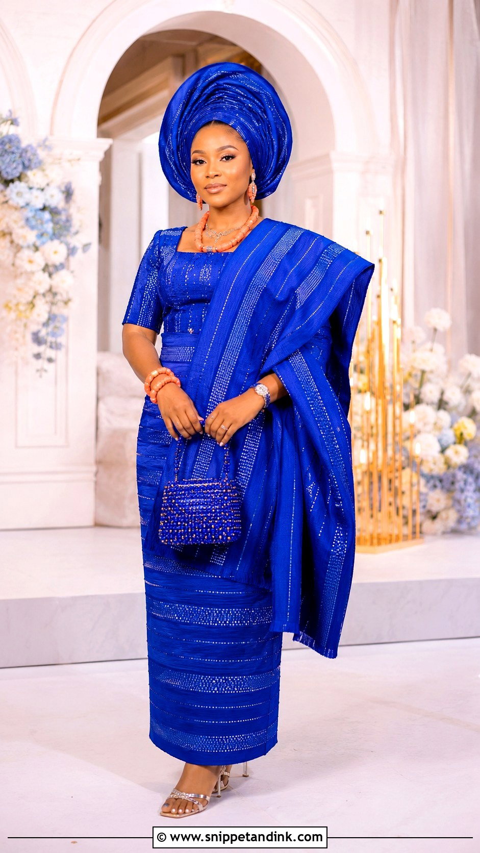 Nigerian Aso Oke And Gele Wedding Outfit - Snippet and Ink - 20 Traditional Wedding Outfits for Ladies