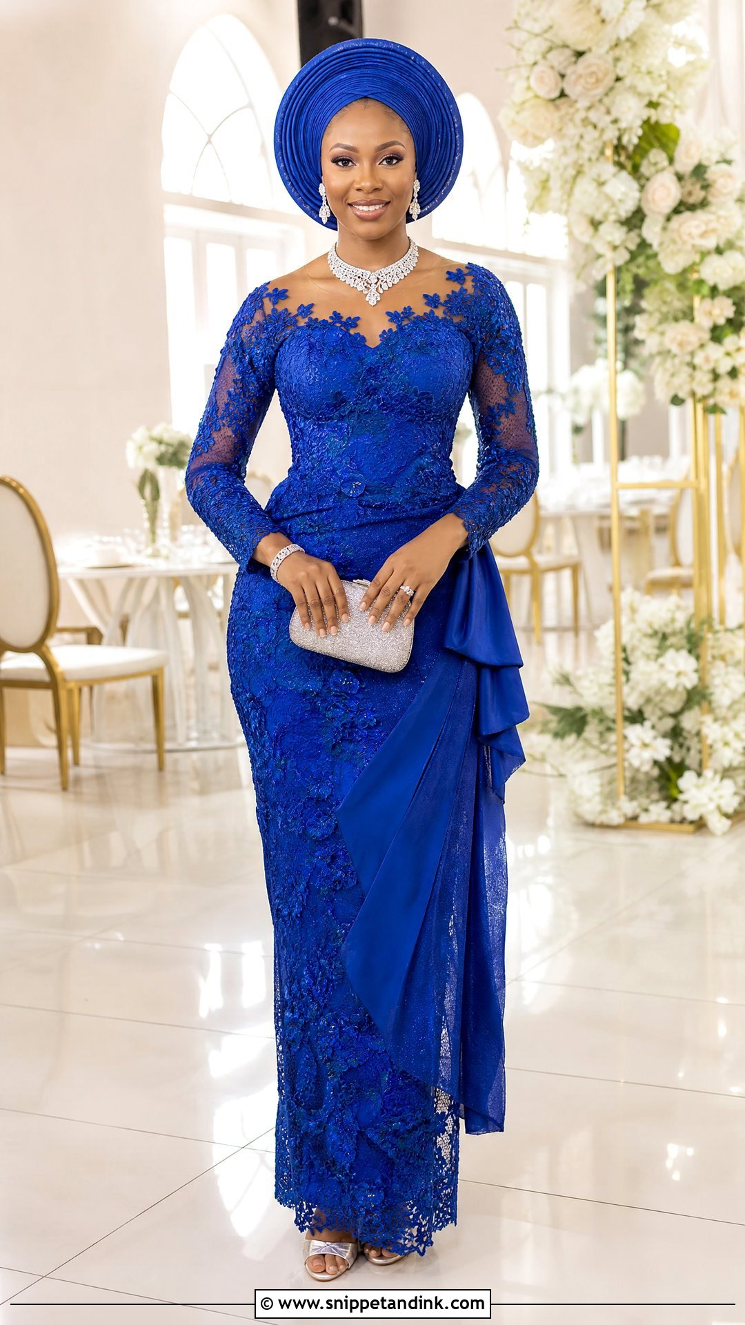Nigerian Blue Traditional Wedding Dress - Snippet and Ink - 25 Traditional Nigerian Wedding Dresses