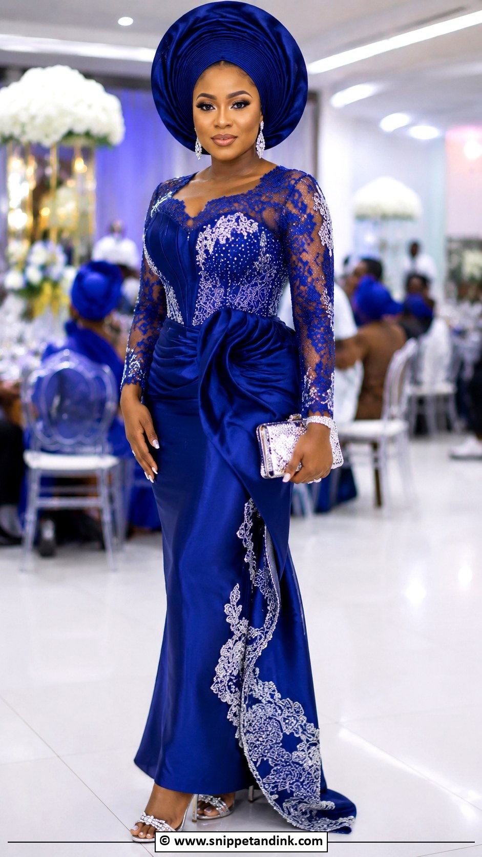 Nigerian Blue Wedding Dress With Silver Accessories - Snippet and Ink - 30 Nigerian Wedding Dress Ideas
