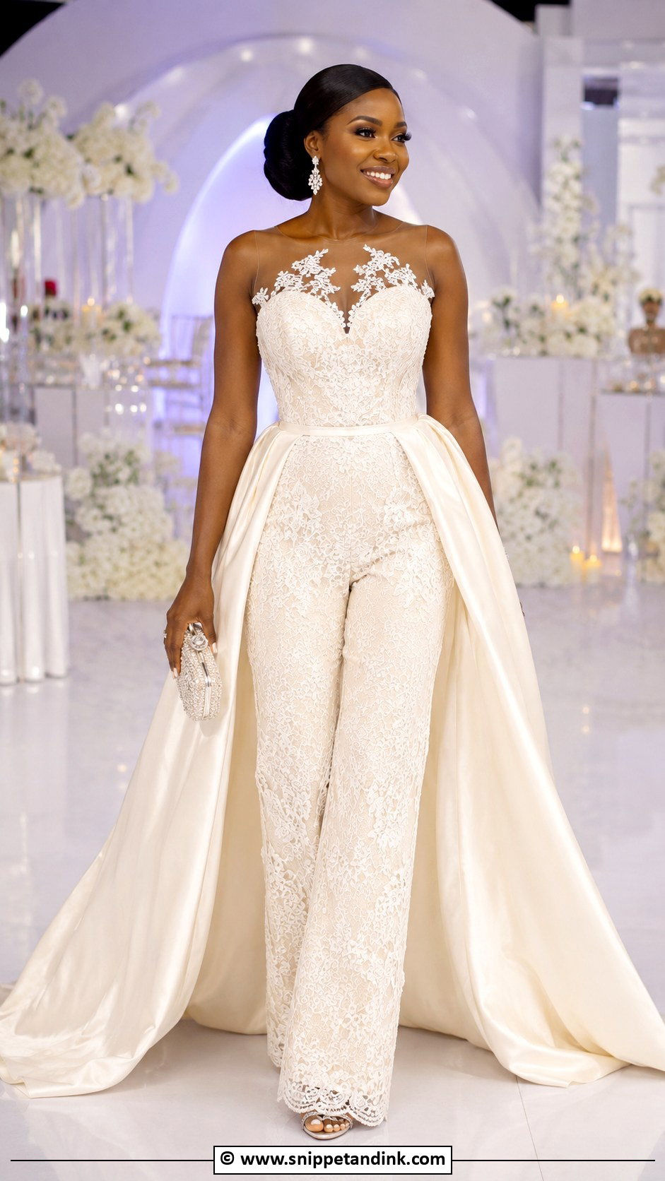 Nigerian Bridal Jumpsuit With Overskirt - Snippet and Ink - 30 Nigerian Wedding Dress Ideas