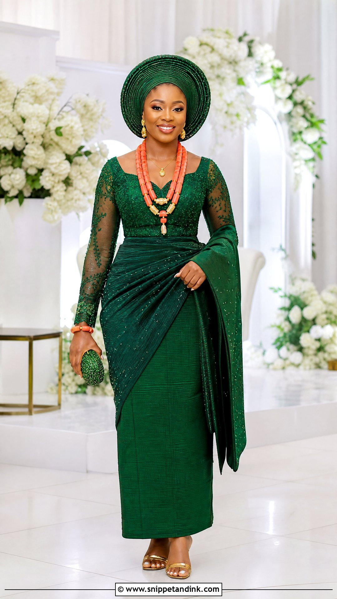 Nigerian Green Traditional Wedding Dress - Snippet and Ink - 25 Traditional Nigerian Wedding Dresses