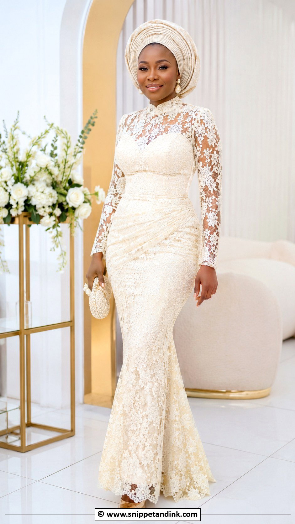 Nigerian High Neck Lace Wedding Dress - Snippet and Ink - 30 Nigerian Wedding Dress Ideas