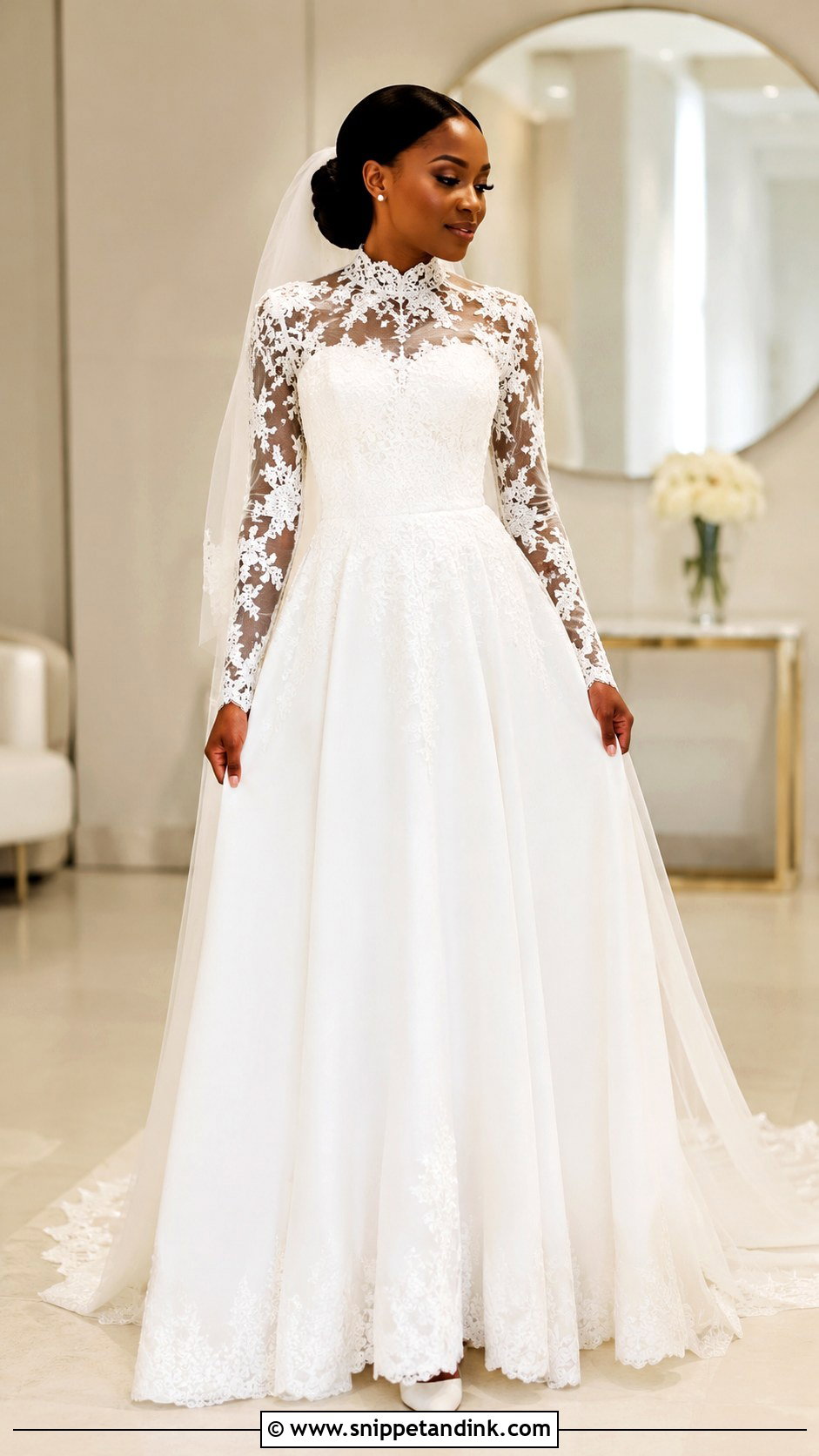 Nigerian High Neck Wedding Gown - Snippet and Ink - 20 Nigeria Wedding Gown Styles