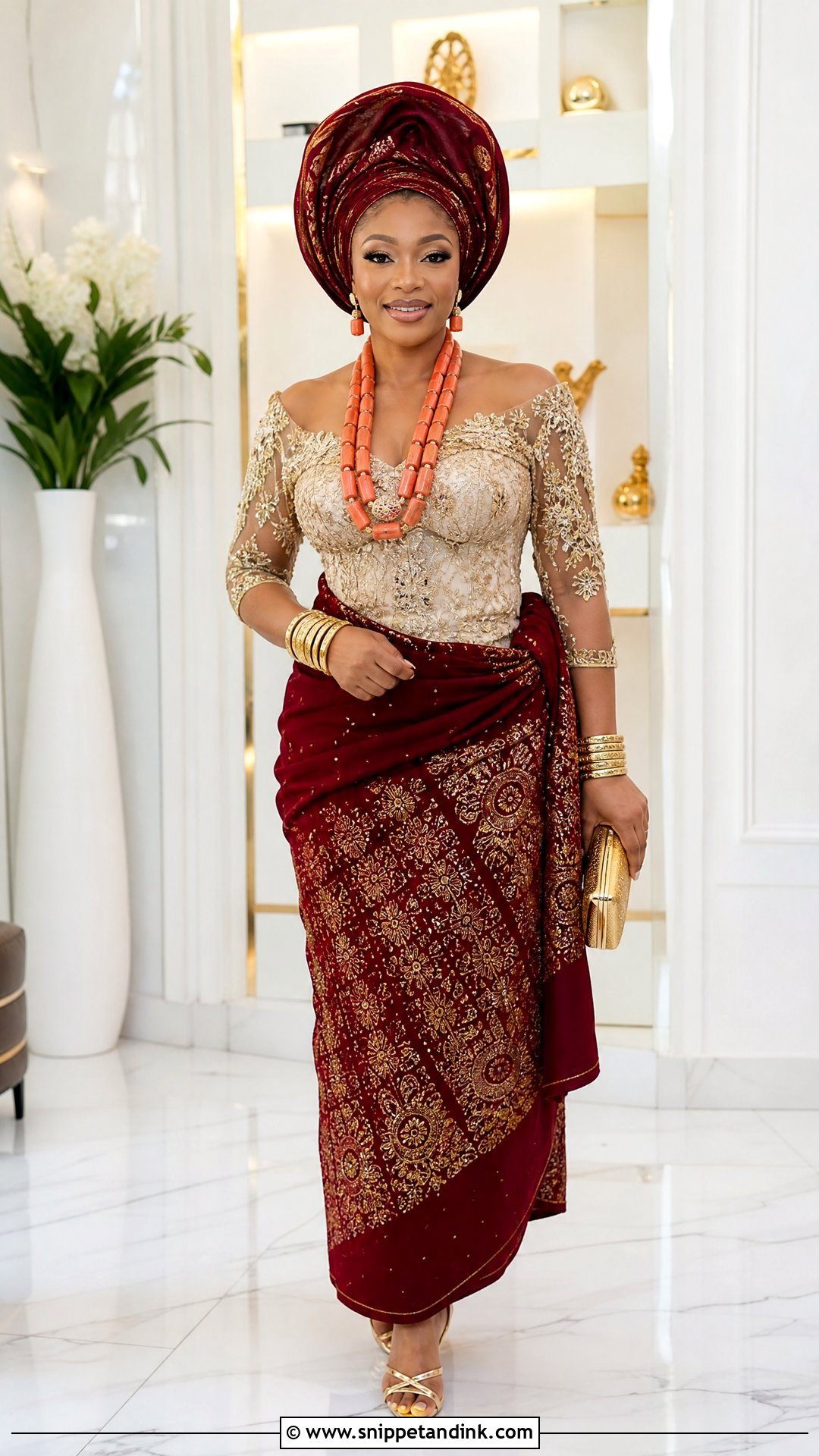 Nigerian Igbo George Wrapper Wedding Outfit - Snippet and Ink - 25 Traditional Wedding Outfits