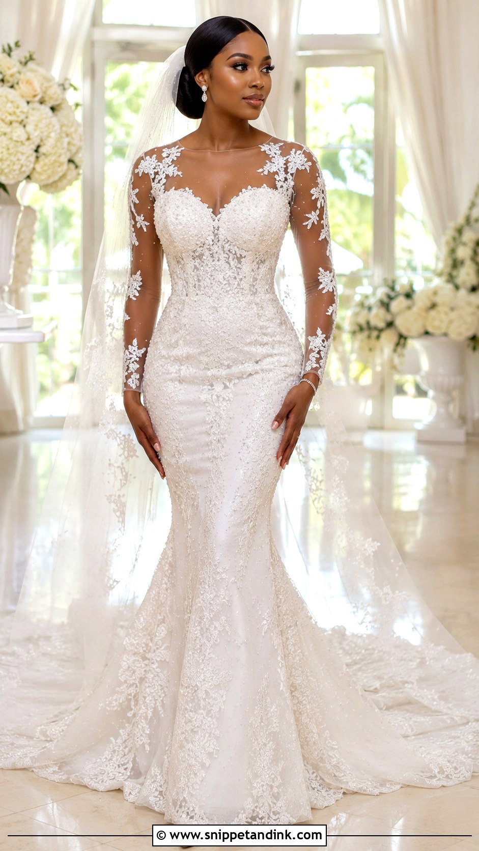 Nigerian Illusion Neckline Wedding Gown - Snippet and Ink - 20 Nigeria Wedding Gown Styles