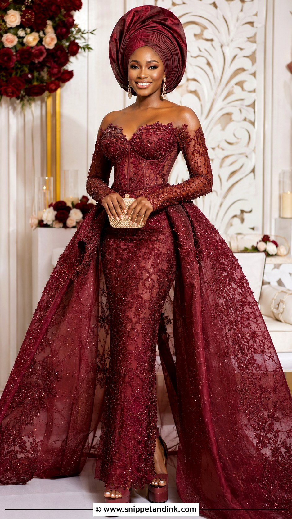 Nigerian Lace Corset Gown With Detachable Train - Snippet and Ink - 20 Nigerian Lace Dress Styles Traditional Weddings