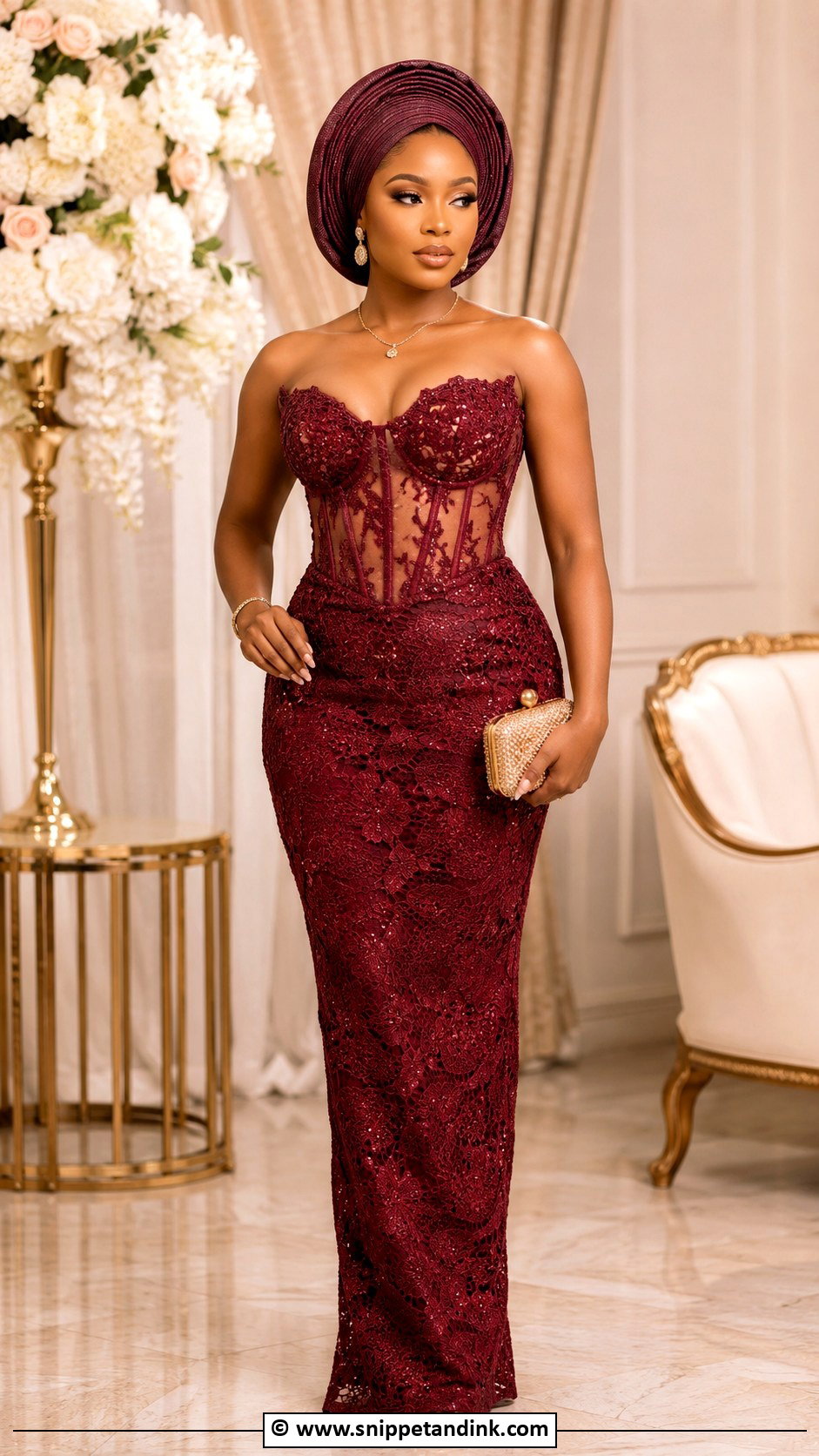 Nigerian Lace Corset Gown - Snippet and Ink - 35 Nigerian Lace Gown Styles