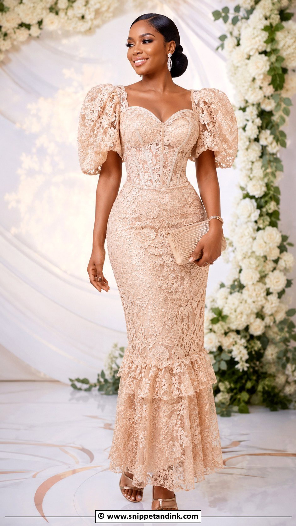 Nigerian Lace Gown For Slim Ladies - Snippet and Ink - 35 Nigerian Lace Gown Styles