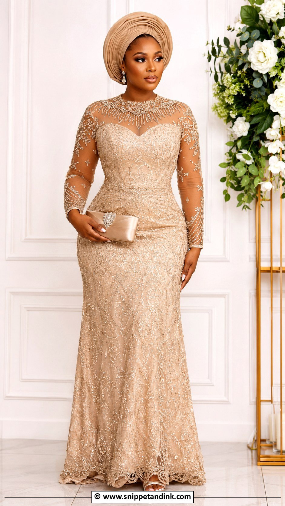 Nigerian Lace Gown With Beads - Snippet and Ink - 35 Nigerian Lace Gown Styles