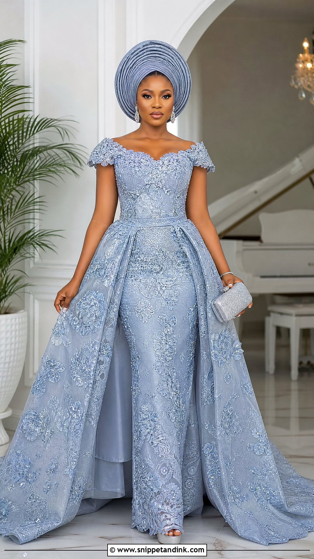 Nigerian Lace Gown With Detachable Overskirt - Snippet and Ink - 20 Nigerian Lace Dress Styles Traditional Weddings