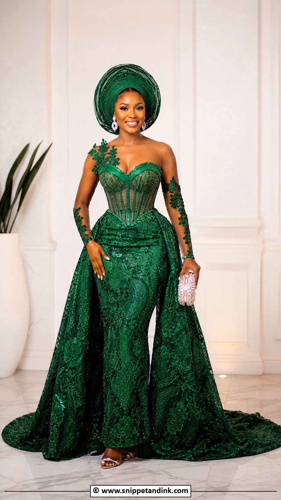 Nigerian Lace Gown With Detachable Skirt - Snippet and Ink - 35 Nigerian Lace Gown Styles