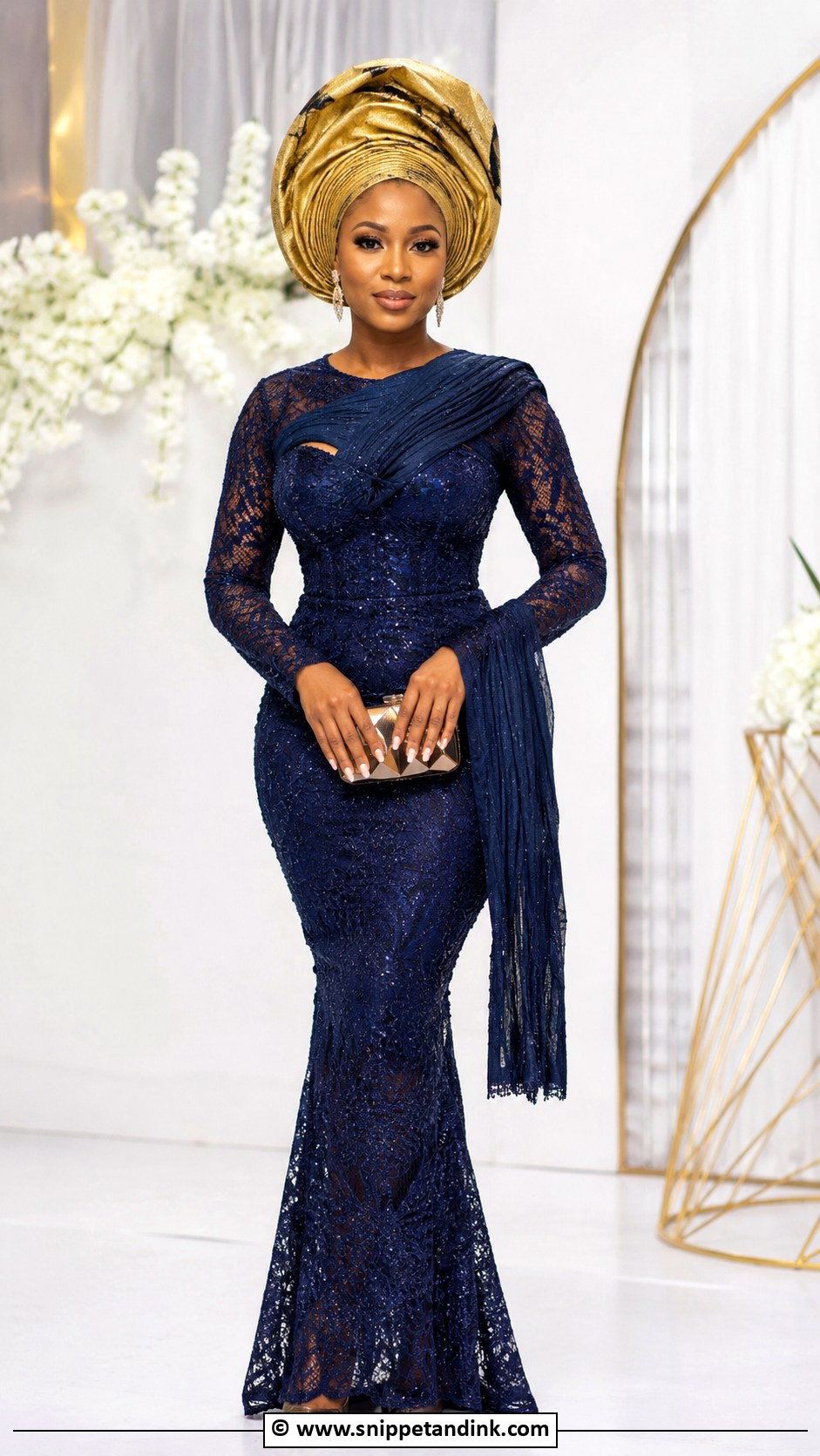 Nigerian Lace Gown With Gele - Snippet and Ink - 35 Nigerian Lace Gown Styles