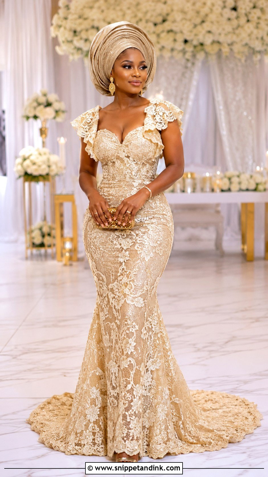 Nigerian Lace Gown With Train - Snippet and Ink - 25 Nigerian Lace Styles for Wedding