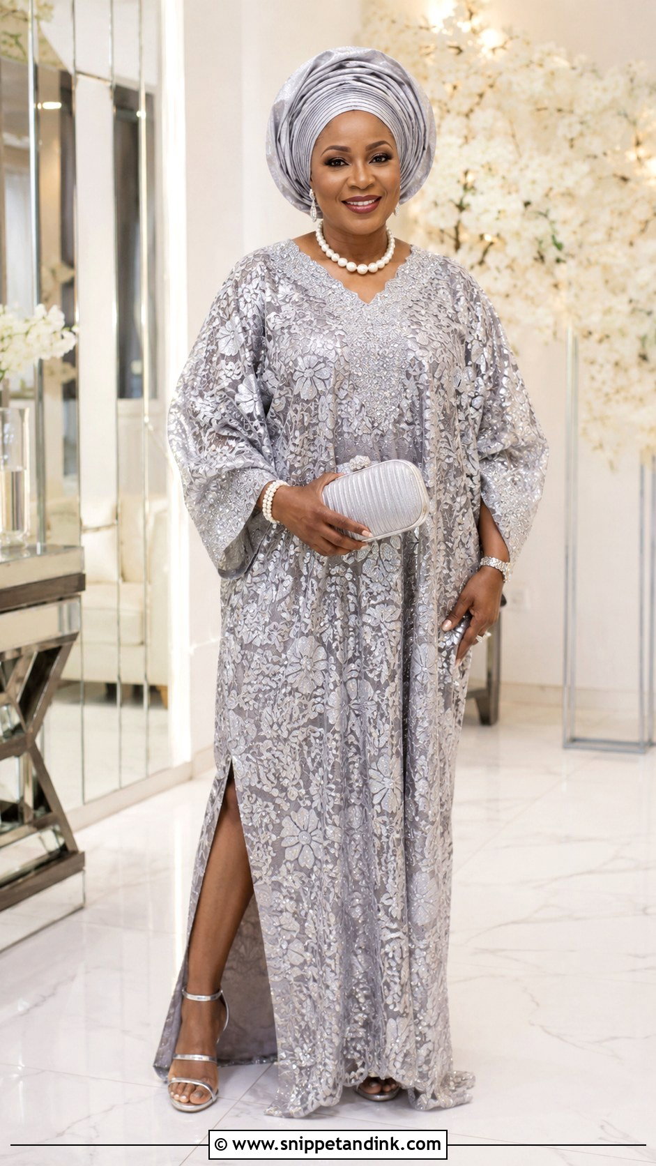 Nigerian Lace Kaftan Gown - Snippet and Ink - 25 Nigerian Lace Styles for Wedding