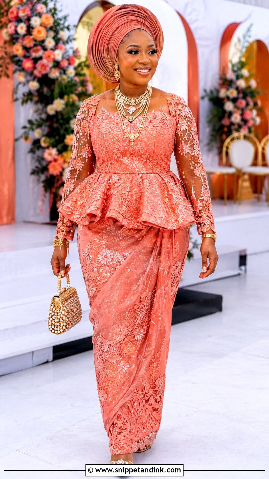 Nigerian Lace Peplum Blouse And Wrapper - Snippet and Ink - 20 Nigerian Lace Dress Styles Traditional Weddings