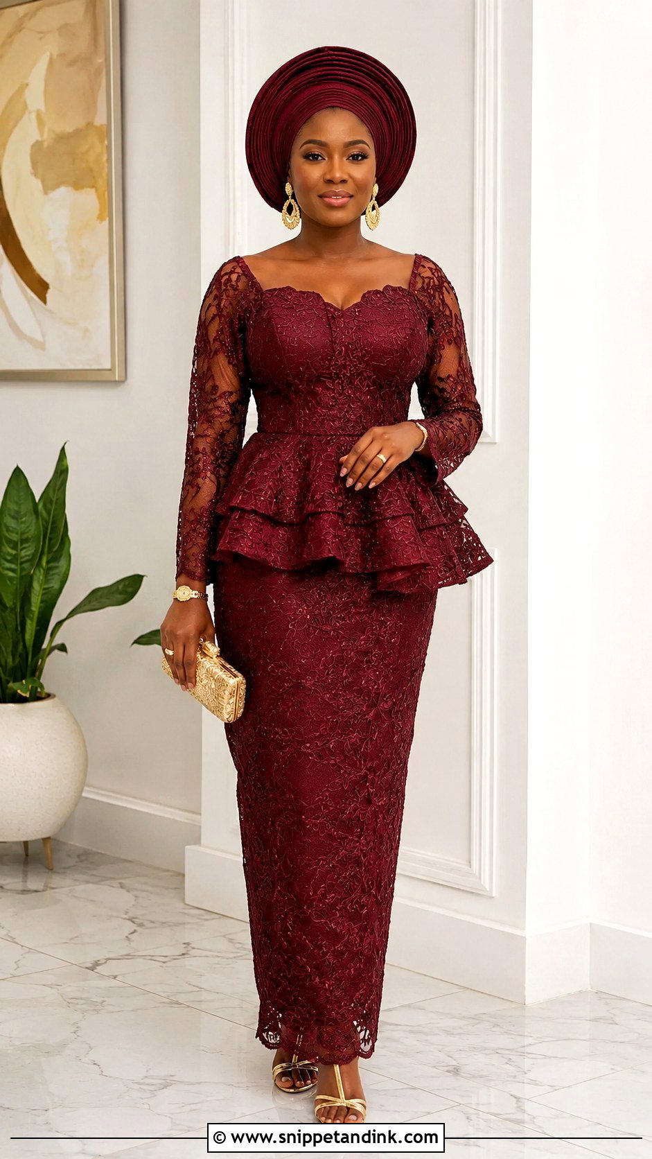 Nigerian Lace Peplum Top And Wrapper - Snippet and Ink - 25 Nigerian Lace Styles for Wedding