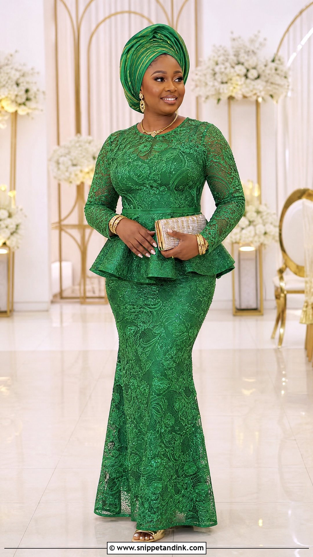 Nigerian Lace Two Piece Skirt And Blouse - Snippet and Ink - 20 Nigerian Lace Dress Styles Traditional Weddings