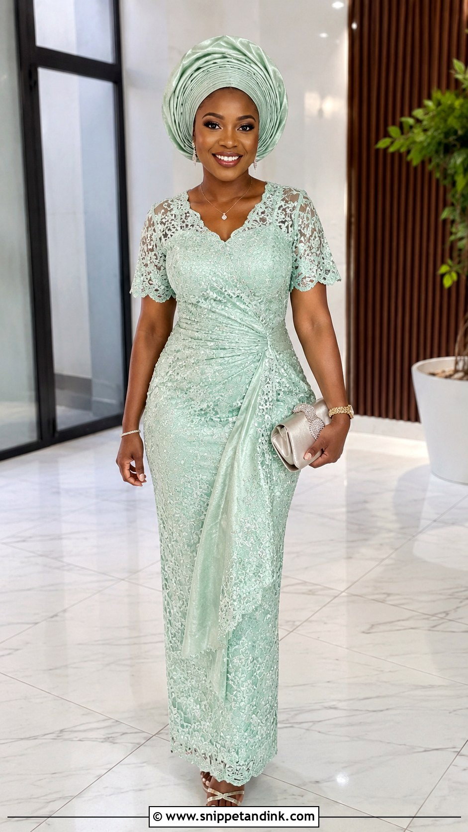 Nigerian Lace Wrap Gown - Snippet and Ink - 25 Nigerian Lace Styles for Wedding
