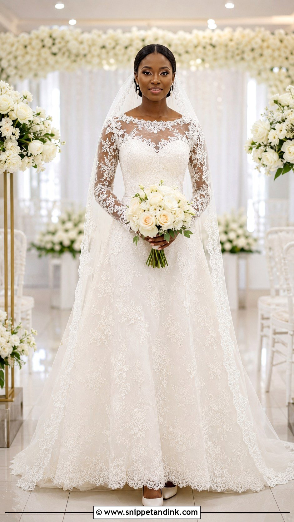 Nigerian Long Sleeve Lace Wedding Gown - Snippet and Ink - 20 Nigeria Wedding Gown Styles