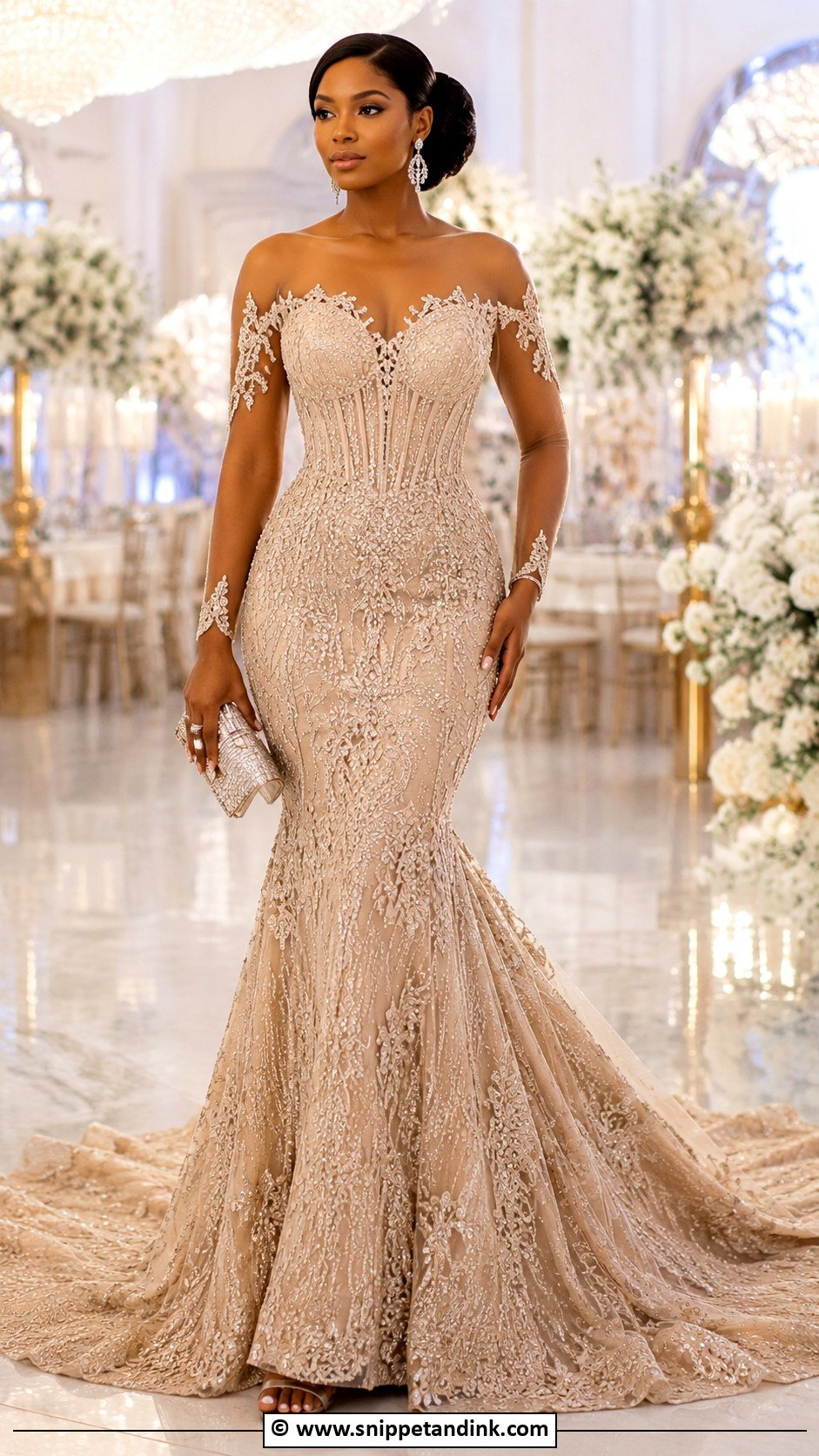Nigerian Mermaid Lace Dress With Train - Snippet and Ink - 30 Nigerian Wedding Dress Ideas