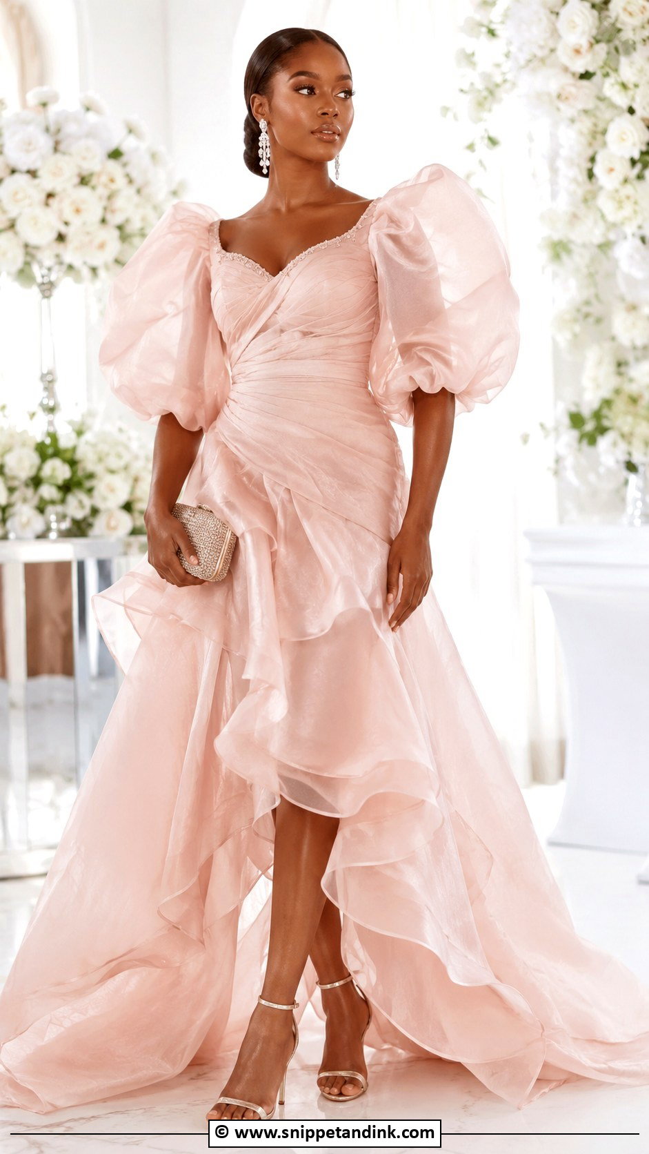Nigerian Organza Wedding Dress With Puff Sleeves - Snippet and Ink - 30 Nigerian Wedding Dress Ideas