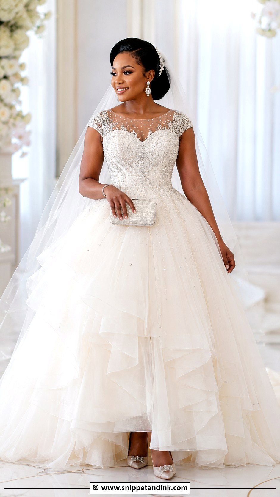 Nigerian Tulle Wedding Dress With Beaded Bodice - Snippet and Ink - 30 Nigerian Wedding Dress Ideas