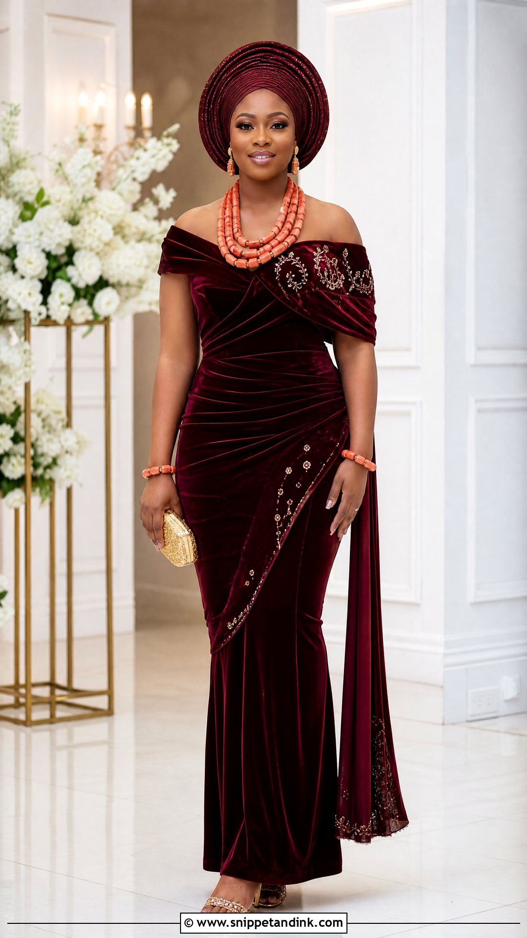 Nigerian Velvet Wedding Dress - Snippet and Ink - 25 Traditional Nigerian Wedding Dresses
