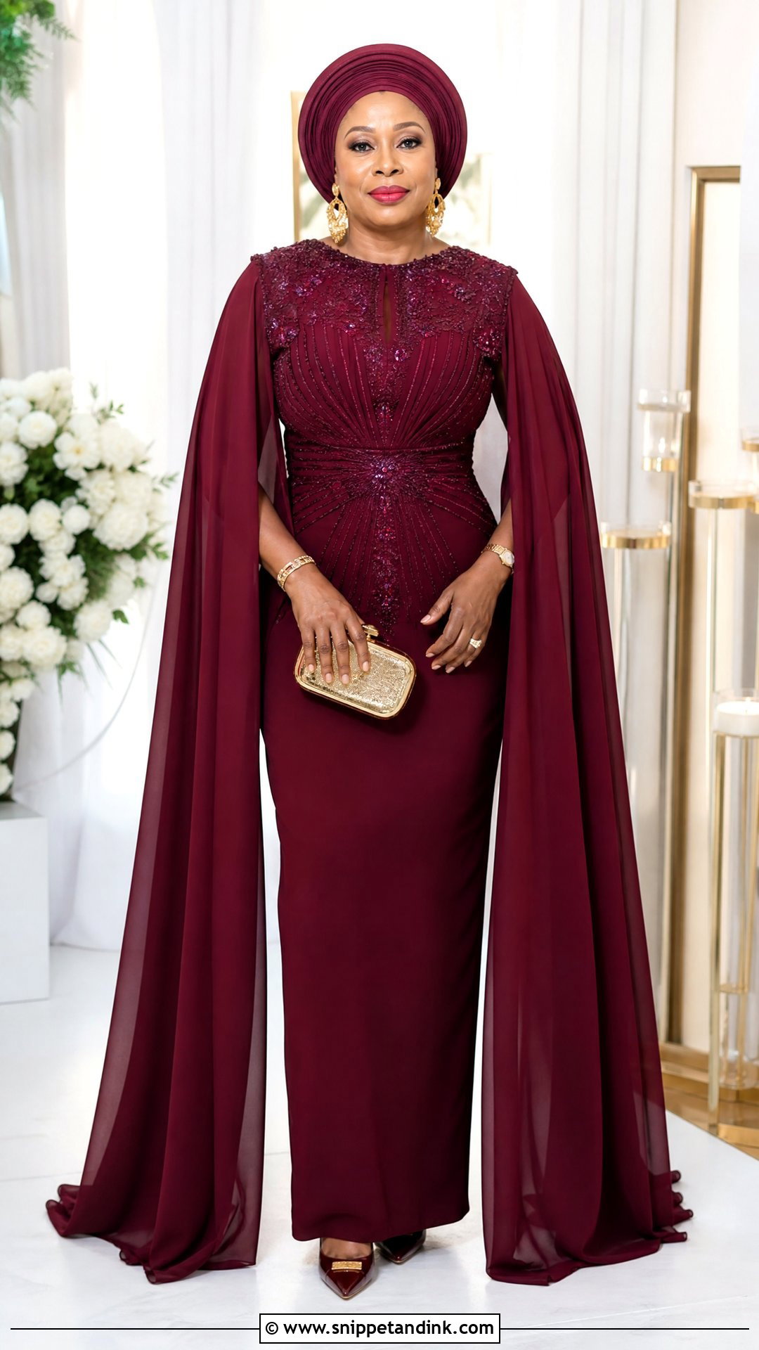 Nigerian Wedding Cape Sleeve Dress - Snippet and Ink - 25 Nigerian Weddings Dress Ideas