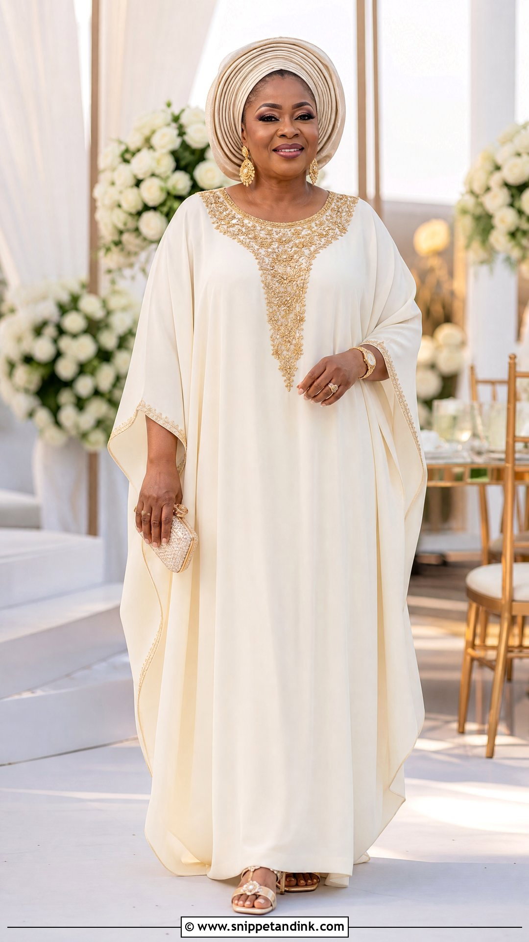 Nigerian Wedding Embroidered Kaftan Dress - Snippet and Ink - 25 Nigerian Weddings Dress Ideas