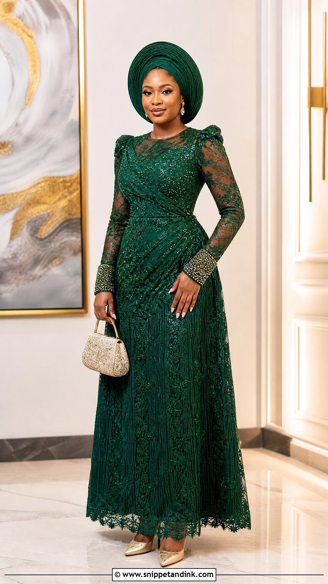 Nigerian Wedding Long Sleeve Lace Gown - Snippet and Ink - 25 Nigerian Weddings Dress Ideas