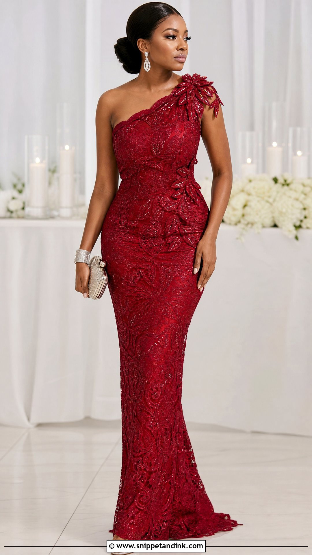 Nigerian Wedding One Shoulder Lace Dress - Snippet and Ink - 25 Nigerian Weddings Dress Ideas